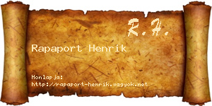 Rapaport Henrik névjegykártya